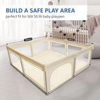 Baby Play Mat for Floor, 1.3" Thick Elasti-Foam 50x50 Playpen Mat for Toddlers Infant Kids,Water-Repellent Soft Velvet for Tummy Time, Non-Slip Backing for Crawling, Tatami Style(Vanilla)