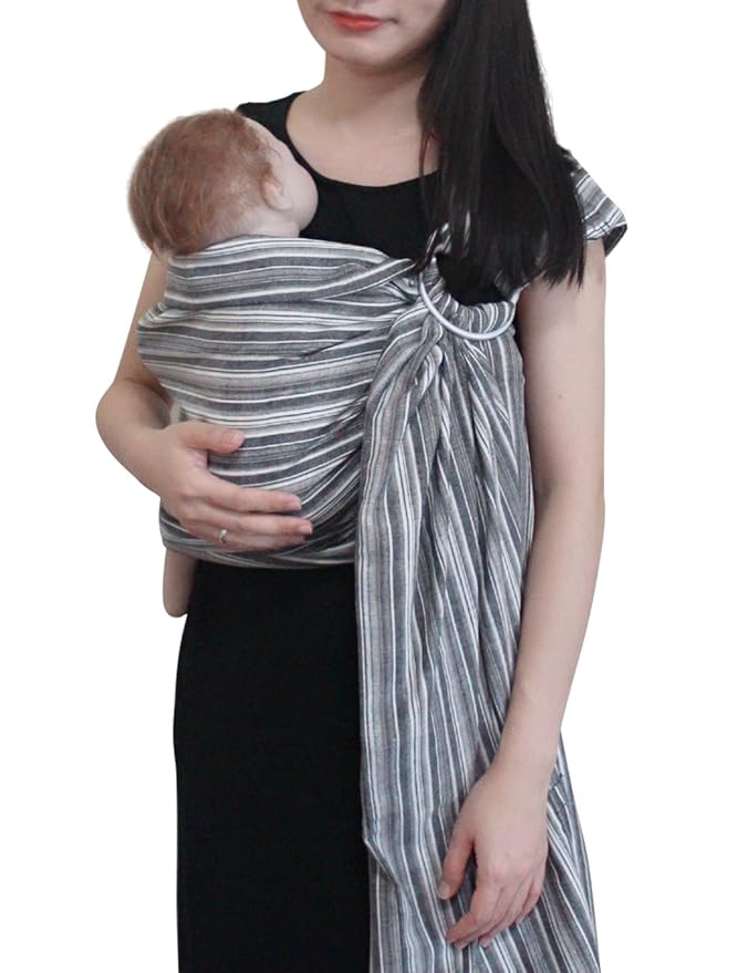 Ring Sling Baby Carrier, Soft Cotton Baby Sling Carrier Newborn to Toddler, Baby Wrap Carrier for Plus Size Parents, Perfect Shower Gift, Rock