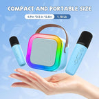 【2025 Newest】 Mini Karaoke Machine for Kids Girls & Boys - Portable Bluetooth Speaker with 2 Wireless Microphones - Kids Birthday Gifts for Ages 4-10 - Kids' Instrument Accessories - Blue