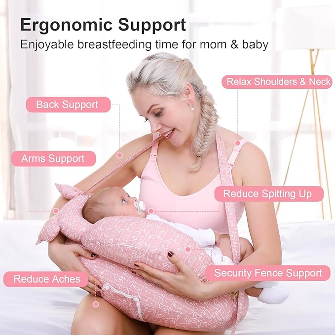 Nursing Pillow for Breastfeeding, Breastfeeding Pillows for More Support for Mom and Baby, with Adjustable Waist Strap