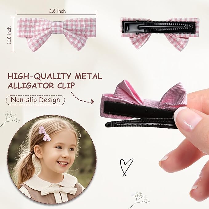 20pcs small red & pink hair bows for girls.Cute baby hair bows,Non-slip alligator hair clips.Toddlers bow clips,Handmade hair accessories for little girls gift set.