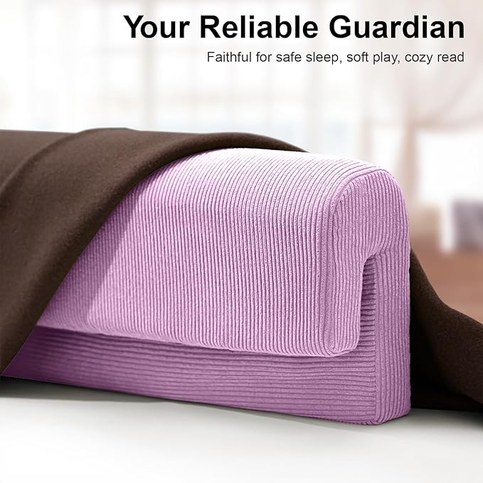 Bed Rail Bumpers Protector, Hospital Bed Rails Padding, Loft Beds and Bunk Beds Bumpers Protector, Premium Soft Memory Foam - Anti-Bump | Fall Prevention, Size 27.6 x 5.5 x 11.8 Inches, Purple