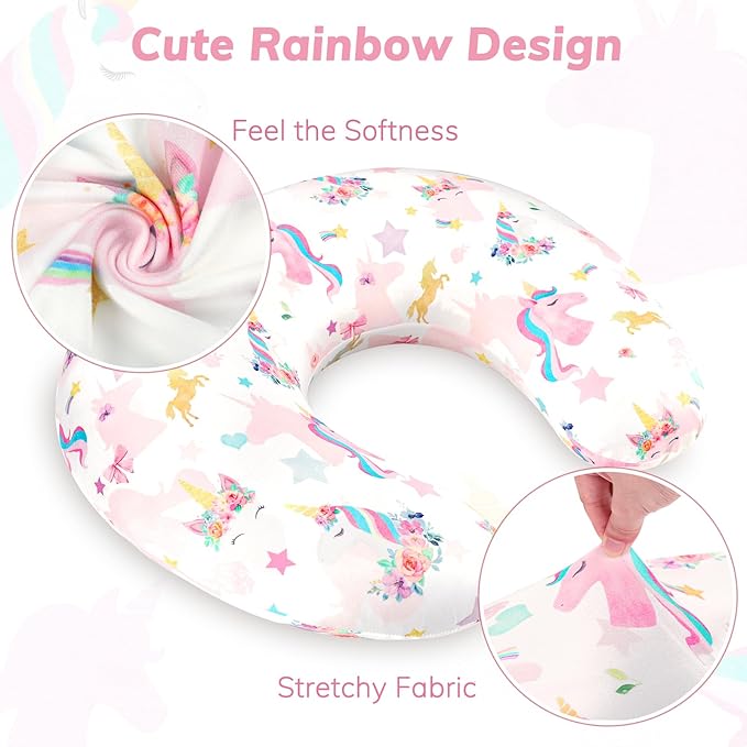 Pea Pod Nursing Pillow Cover Soft & Stretchy Removable Slipcover for Breastfeeding Pillows, Comfortable Nursing Pillow Case for Newborn, Snug Fit, Washable Feeding Pillow Slipcovers in Cute Unicorn