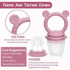 WAJIAYON Baby Breastmilk Popsicle Molds & Baby Fruit Feeder (2 Pack), Infant Food Freezer Tray Storage Containers, Silicone Teething Pacifier Feeder and Teether for Babies - Blush