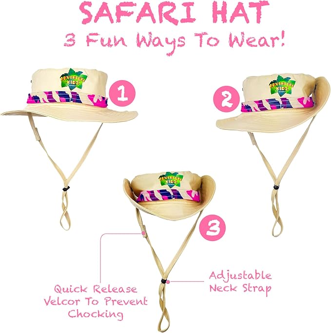 Bug Hunting Kit, Pink Safari Vest, Hat, Binoculars, Lg. Butterfly Net, Bug Container, Whistle, Flashlight, Magnifier, Thermostat, Compass, Age 3+