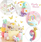Pastel 219Pcs Daisy Balloon Garland Kit & Arch - 18 10 5 Inch Pastel Rainbow Balloons for 9th Birthday Girl