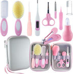 Baby Grooming Kit, Baby Essentials for Newborns, Portable Baby Care Kit, Contains Baby Nail Clippers, Baby Comb, Baby Brush, Baby Ear Wax Removal Tool and More (10 in 1) (Pink)