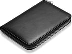 Genuine Leather Passport Wallet for Travel, RFID Blocking Cover with Zipper Closure and 3 Passport Pockets (Black)