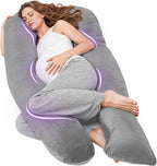 Nuliie Pregnancy Pillow for Sleeping, U Shaped Full Body Pillow Pregnancy Pillows, Maternity Pillow Support for Back, HIPS, Legs for Pregnant Women, with Washable Velvet Cover (Grey)