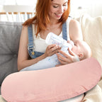 Hooyax Muslin Nursing Pillow Covers Only, Soft and Breathable Nursing Covers for Breastfeeding Pillows, Adorable Infant Feeding Pillow slipcover for Baby Boy and Girls (Pink)