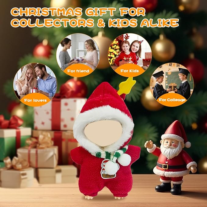 5 Complete Style Clothes Sets for 17cm Dolls - Hat & Overalls Dress Up Outfit for 17cm 15cm Dolls,Designer Outfits Bundle with Luxury/Cute/Sporty Themes, Gift for Doll Lovers (Christmas, 17cm/15cm)