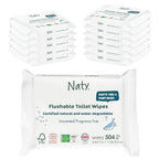 Naty Flushable Toddler & Baby Wet Wipes | Plant-Based, Water-Based for Sensitive Skin | Natural & Unscented Potty Training Wipes | Water-Degradable, Plastic-Free, Fragrance-Free | 504 Count (12 Packs)
