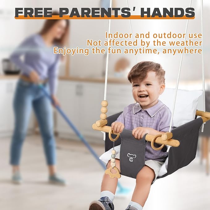 2-in-1 Baby Jumper & Swing - Foldable Stand, Stable Toddler Swing Set for Indoor & Outdoor Use