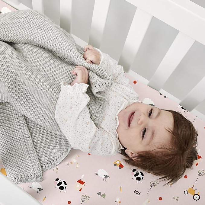 Plushii 4 Pack Fitted Crib Sheets for Baby Girls, 28"x 52" Extra Soft Microfiber Crib Sheet Set for Standard Crib & Toddler Mattress Pad,Pink Sheep