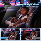 Dual Baby Car Camera for 2 Kids - 6.86 Inch IPS AHD 1080P Split Screen Monitor with 2 Backseat Cameras, Cigarette Lighter & USB Powered, IR Night Vision, 360° Rotatable, Rear-Facing Mirror