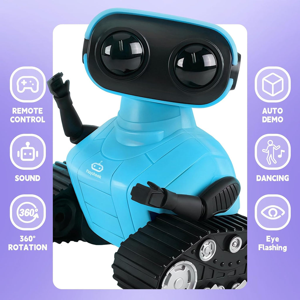 Robot Toy - Rechargeable Emo RC Robot with Auto-Demo for Kids, Age 3+ - Blue