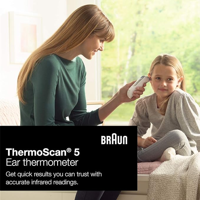 Braun ThermoScan 5 Ear Thermometer - ExacTemp Stability Indicator for Professional Accuracy, Digital Display, Baby and Infant Friendly, No.1 Brand Recommended by Pediatricians