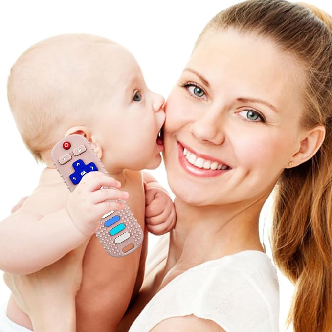 YAPROMO 2Pcs Teething Toys, Silicone TV Remote Teethers for Baby Toy Remote Teethetr for Infant Toddler Kids/Boy/Girl, BPA Free and Refrigerator Safe