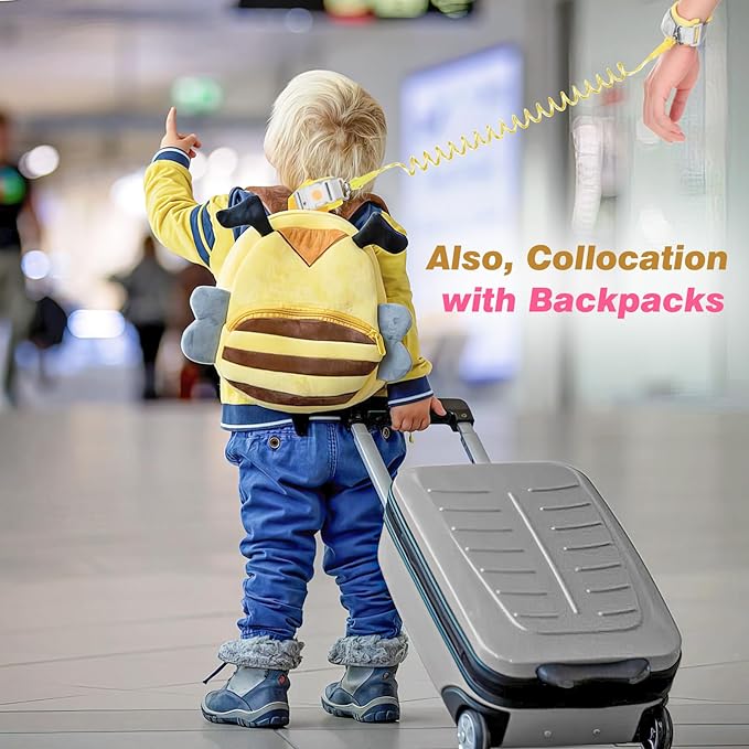 Zooawa Toddler Leash 2Pack, Toddler Kids Harness Anti Lost Wrist Link with Magnetic Lock, Reflective Safety Walking Harness Wristband Leashes for 2,3,4 Years Old Boys Girls, Yellow + Pink