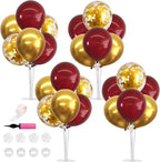 TONIFUL 4 Set Burgundy Red Gold Balloon Centerpieces for Table,Balloon Stand Kit for Graduation Decorations 2025,Christmas Party Decoration,New Year's Eve,Anniversary,Thanksgiving,Birthday Decorations