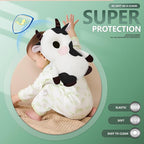 Baby Walker Head Protector Backpack Wear,Toddler Adjustable Baby Head Protection Backpack for Safety Baby Learning Walking Crawling (White Cow)