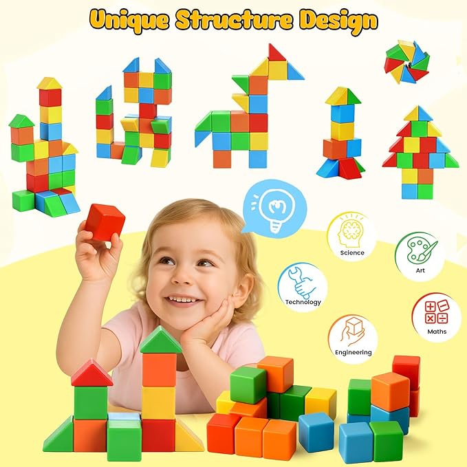 LovesTown 28 PCS Magnetic Blocks for Kids, Magnegtic Building Cubes for Toddler Preschool Montessori Educational STEM Toys for Boys Girls Ages 3 4 5 6 7 8