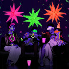 Mega-L Glow Glow in The Dark Party Supplies, 5 Pcs Neon Star Balloons Kit – Neon Foil Explosion & 12 pt Cone Balloons for Arches/Garlands. Perfect for Birthday, Wedding, Anniversary, Graduation Party