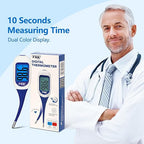 Large LCD Screen Digital Thermometer for Fever, 10 Seconds Fast & Accurate Readings, Large LCD Dual Color Backlight Flexible Tip Ideal for Adults Kids and Babies