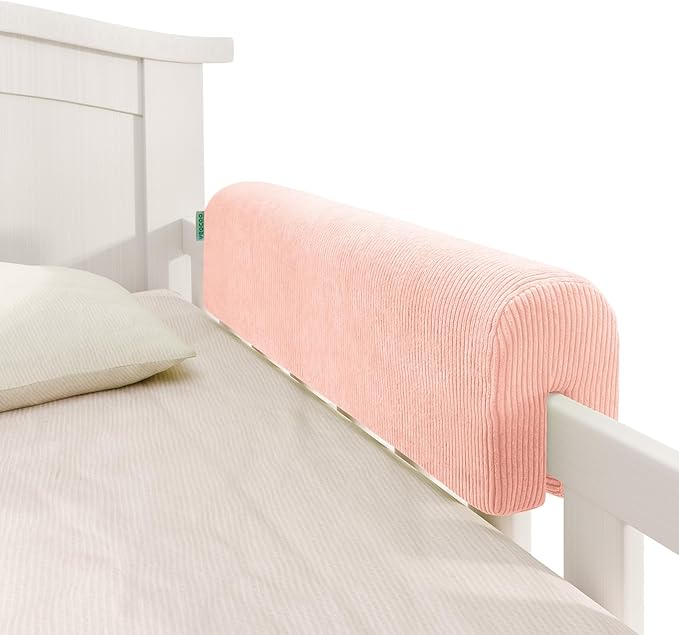 Bed Rail Bumpers Protector, Hospital Bed Rails Padding, Loft Beds and Bunk Beds Bumpers Protector, Premium Soft Memory Foam - Anti-Bump | Fall Prevention, Size 35.4 x 5.5 x 7.9 Inches, Pink