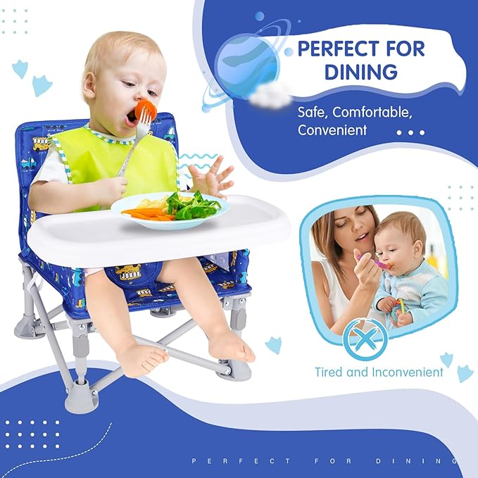 Portable Baby Booster Seat with Tray, Toddler Booster seat for Dining, Camping, Travel, Baby Beach Chair 6 Months to 3 Years Old Indoor Outdoor Use CH2406