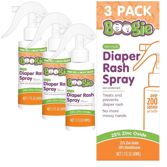 Diaper Rash Cream Spray by Boogie Bottoms, Travel Friendly No-Rub Touch Free Application for Sensitive Skin, from The Maker of Boogie Wipes