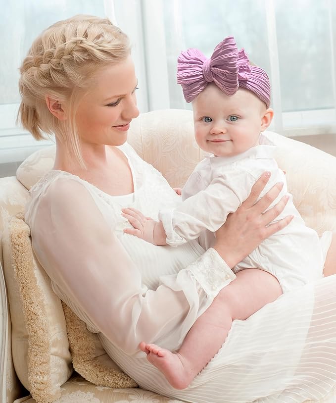 Baby Nylon Headbands Soft Hair Bow Elastics Hairbands Accessories for Baby Girls Newborn Infant Toddler Kids (Purple)
