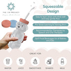 Honey Bear Straw Cup for Babies, 2-Pack Honey Bear Bottle with Travel Lid, Therapy Learning Honeybear Straw Cup, Baby Bottle Set, 8 oz, Blueberry Pie & Firetruck