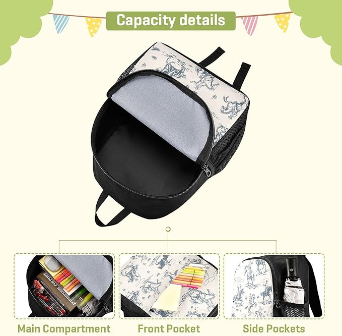 Toddler Backpack Western Cowboy Waterproof Mini Backpack Boys/Girls Cute Kindergarten Pre School Bags 11 Inch