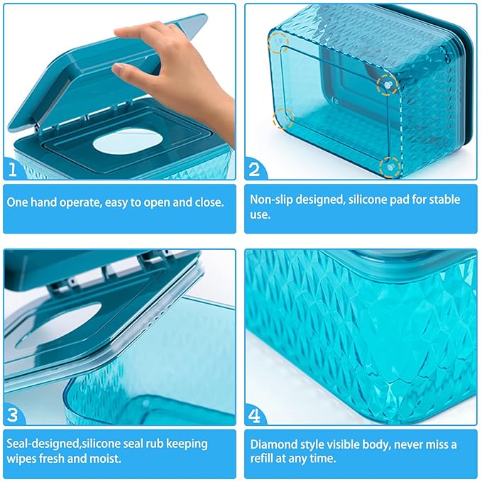 2 Pack Wet Baby Wipes Dispenser - Large Capacity Wipe Holder Seal-Designed Dust-Proof Wet Wipes Container Keep Diaper Wipes Fresh