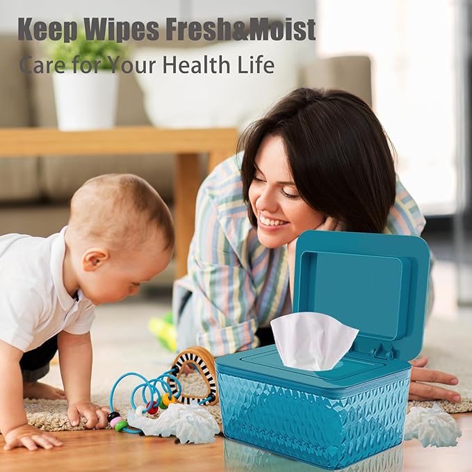 2 Pack Wet Baby Wipes Dispenser - Large Capacity Wipe Holder Seal-Designed Dust-Proof Wet Wipes Container Keep Diaper Wipes Fresh