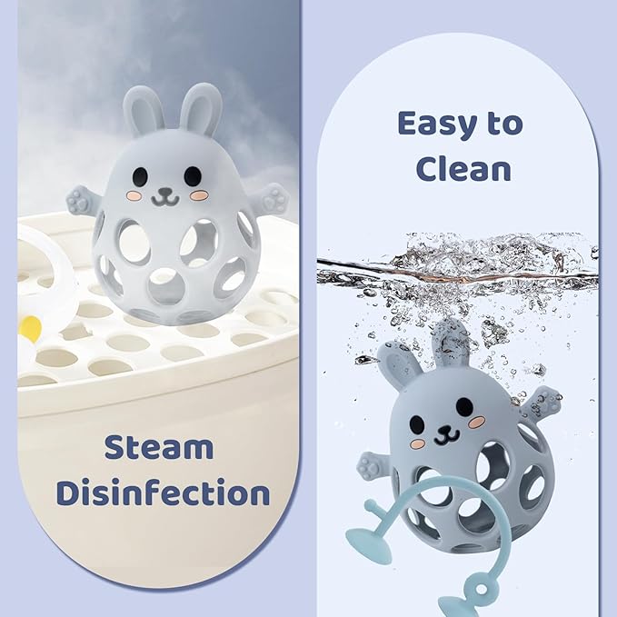 Baby High Chair Suction Toys Teething Chew - Baby Teething Toys Silicone Teethers Table Toys, Food Grade Silicon for 6 12 18 Months (Blue)