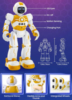 Robot Toys for Kids,Programmable Remote Control Smart Walking Dancing Robot Toy with Gesture & Sensing for Age 4 5 6 7 8 9 10 Year Old Boys for Birthday Present,Yellow