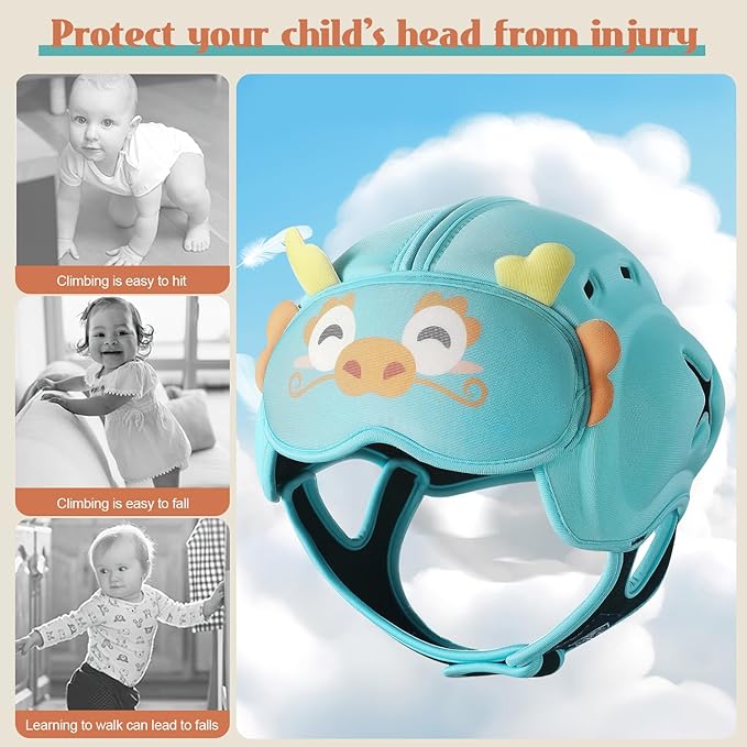 MamboBaby Safety Helmet for Crawling & Walking - Ultra Lightweight Adjustable Infant Head Protector 10-24 Months, Breathable Anti-Collision Soft Helmet with Secure Fit Design
