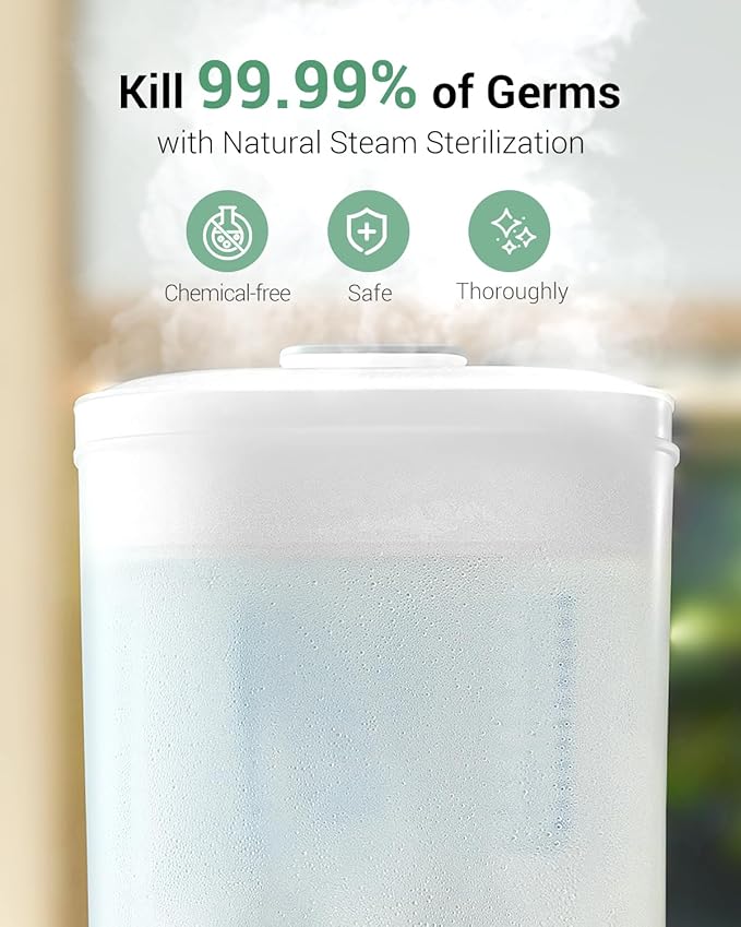 Baby Bottle Sterilizer | Esterilizador de Biberones, 6-in-1 HAUTURE Bottle Sterilizer and Dryer, Electric Steam Bottle Sanitizer for Baby Stuffs, Baby Bottles & Breast Pump Accessories