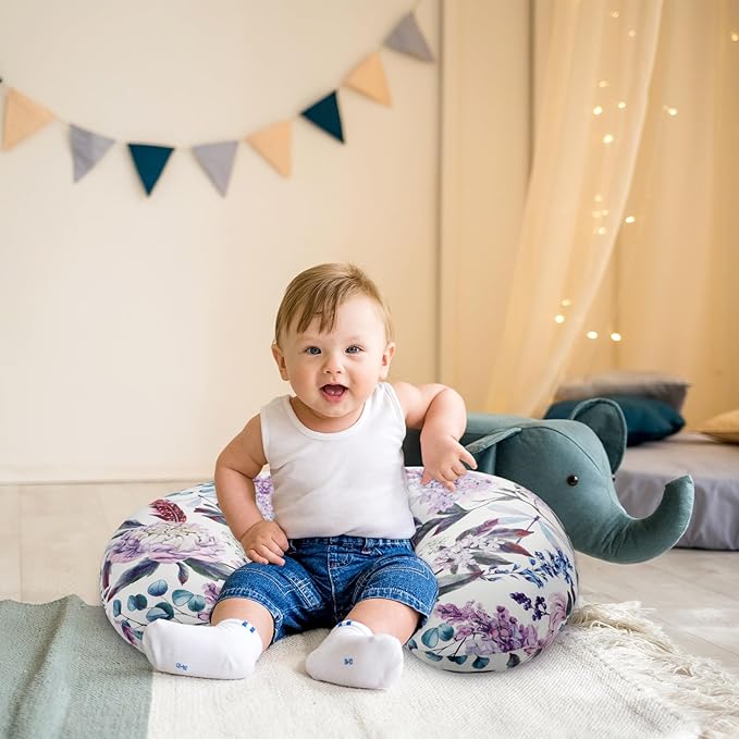 Purple Floral Wisteria Nursing Pillow Cover, Nursing Pillowcase Set for Baby boy or Baby Girl, Nursing Pillow slipcover Cushion Cover, Soft Fabric for snuggling Baby, Suitable for Nursing Pillows