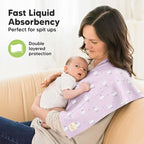 Organic Burp Cloths Baby Boy, Girl - 6-Pack Large Cotton Burping Cloths for Babies, Spit Up Rags, Super Absorbent, Ultra Soft Newborn Rag, Gender Neutral, Machine Washable, Durable (Lunaris)