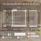 Extra Wide Baby Gate 48.03-52.76 Pressure Mounted,Child Dog Pet Safety Gates with Walk Through Door for Doorways Stairs No Drilling in Door,White