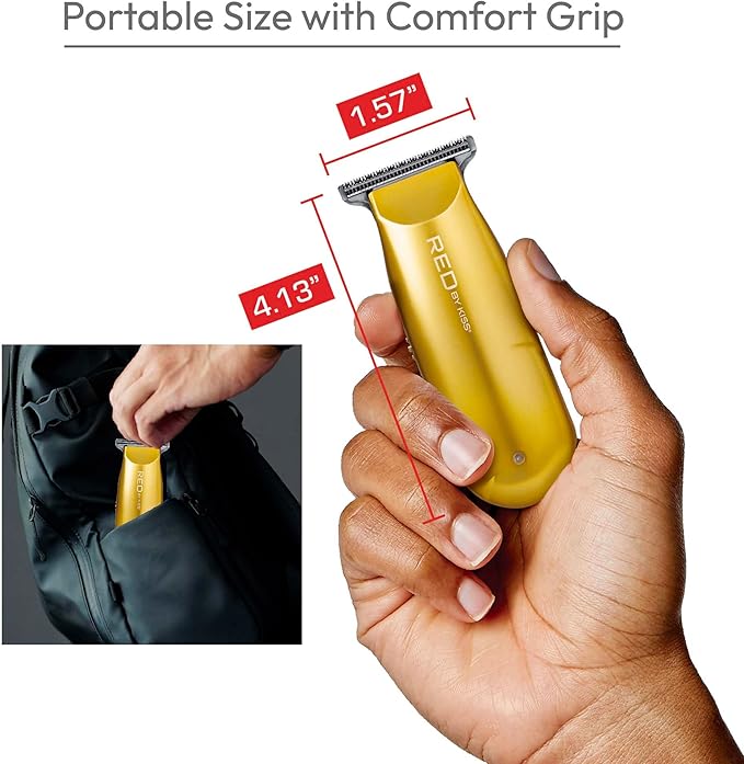 Red by Kiss Hair Clipper, Mini Cordless Hair Trimmer, Long Lasting Hair Cutting Kit, USB-C Rechargeable Haircut Beard Trimming Clippers for Men Women Kids, Portable Grooming Kit