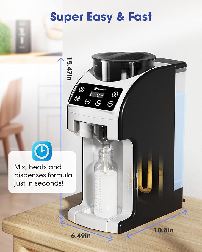 Instant Formula Maker, Fast and Customizable Formula Dispenser Machine with Accurate Temperature Control for Baby, Automatic Powder Blending for All Brands of Bottle and Formula, Black/White