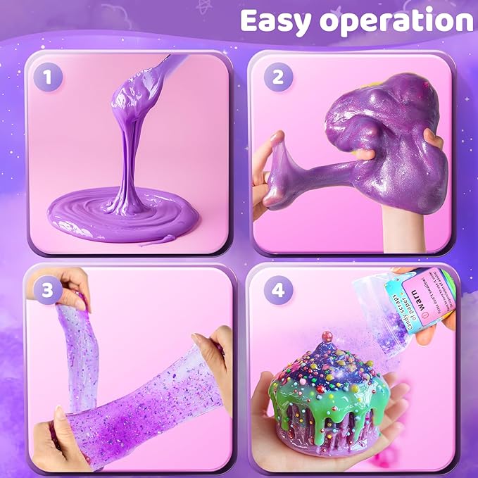 Slime Party Favors, DIY Science Kit for Boys Girls Ages 4-8 6-12, STEM Kit Ice Cream Soft Clay Making Kit for Ages 5-7 8-12 Kids Clay Gift Toys, Girls Birthday Party Supplies