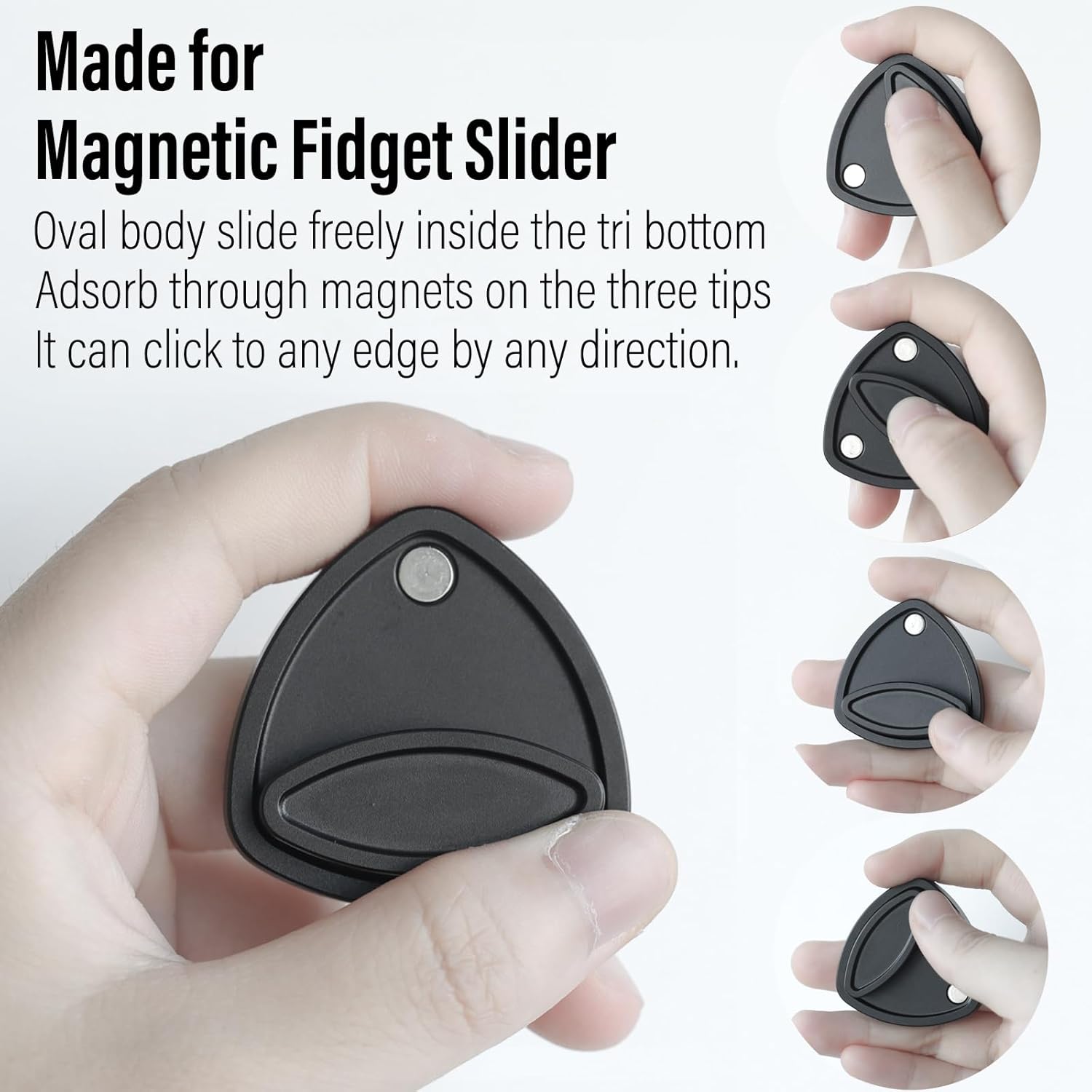 FREELOVE Pivot Magnetic Fidget Slider, Metal Worry Coin Haptic Clicker for Adults, Triangle Rotation Kinetic Toy Mechanical Sound EDC, Autism Sensory ADHD Anxiety Focus Meditation (Aluminum Black)