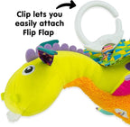 Lamaze Clip On Car Seat and Stroller Toy - Flip Flap Dragon - Crinkle Car Seat Toys and Stroller Toys - Sensory Toys for Babies - Travel Toys for Car - Infant Toys Ages 0 Months and Up
