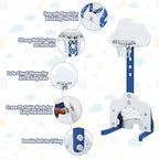 Costzon Kids Basketball Hoop, Toddler Sports Activity Center w/ 5 Adjustable Height Levels, Basketball Soccer Golf Game Set, Indoor Outdoor Basketball Hoop Set Gift for Baby Infant