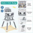 BABY JOY Baby High Chair, 8 in 1 Convertible Highchair for Babies & Toddlers | Booster Seat | Table and Chair Set | Building Block Table | Toddler Chair with Safety Harness, Removable Tray (Chevron)